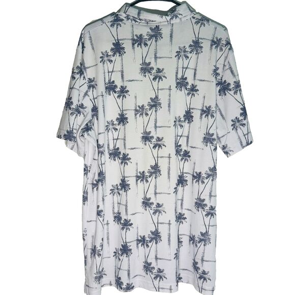 Travis Mathew Polo Shirt Mens XL White Gray Palm Tree Short Sleeve - Picture 2 of 7